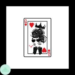 Queen of heart Svg, Heart Svg, Cards Svg, Black Woman svg, Messy Bun svg