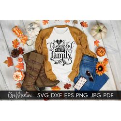 So Thankful For My Family SVG file for cutting machines Cricut Silhouette SVG PNG Sublimation Thanksgiving sign svg Turk