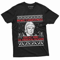 Make Christmas Great and glorious Again Trump Christmas presidential Elections Tee shirt Mens Xmas Ugly sweater party Te