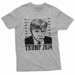 Mens Trump 2024 real mug shot T-shirt DJT arrest mugshot police photo Trump for president 2024 shirt