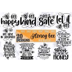 Honey Bee Bundle Of 20 Designs SVG files for cutting machines Cricut Silhouette Sublimation Designs Bee Pun SVG file Que
