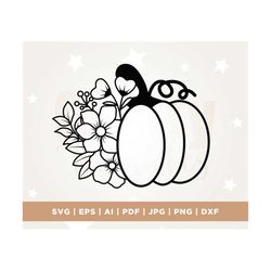Pumpkin SVG, Fall SVG, Halloween Svg, Shirt, Png, Cricut, Png, Svg, sublimation, Floral Pumpkin SVG, Thanksgiving Svg, I