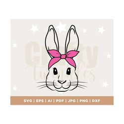 Bunny Svg, Easter Bunny Bandana, Bunny Bandana Svg, Bunny With Bandana Svg, Kid's Easter Design, Bandana Svg, Easter Ban
