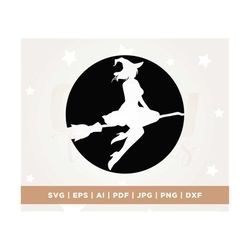 Witch Moon SVG, Halloween Svg, Halloween Witch Svg, Silhouette, Flying Witch Svg, Witch Svg, Cricut, Png, Svg, sublimati