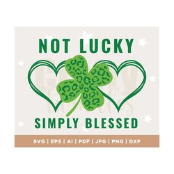 Not lucky simply Blessed PNG image for sublimation, Shamrock svg, svg, png, Digital file download, Cut File for Cricut,