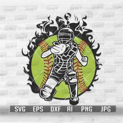 Softball Player svg | Catcher Cut File | Pitcher Clipart | Center Field Stencil | Ball Life Shirt png | Sports Mom dxf |