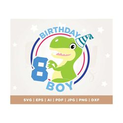Dinosaur 8th Birthday svg png, Birthday Dinosaur svg, dinosaur birthday shirt svg png, Boys 8th birthday svg, Birthday t