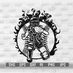 Softball Player on Fire svg | Hot Baseball Game Clipart | Pitcher Stencil | Catcher Cut File | Ball Life Shirt png| Firs