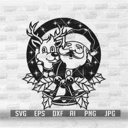 Santa and Rudolph svg | Santa Clipart | Santa Clipart | Santa and Rudolph png | Rudolph Clipart | Rudolph png | Christma