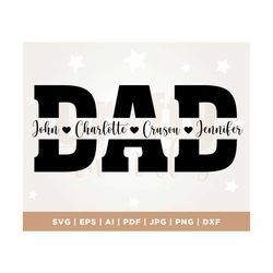 Dad SVG, Father's Day SVG, dad split name frame svg, dad png, dad cut file, Father svg, dad outline, dad dxf, silhouette