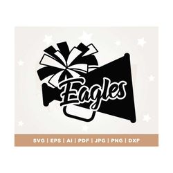 Eagles svg, Cheerleader svg, pom pom svg, megaphone cheer squad eagles Cricut, svg design, clipart, cut file cheer svg
