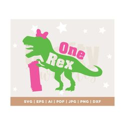 Girl One Rex Svg, 1st Birthday Svg, Girls T-Rex Svg, Dinosaur Birthday Svg Dxf Eps Png, First Birthday Cut Files, Kids,