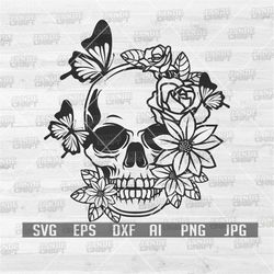 Floral Skull svg | Floral Skull png | Skull Shirt svg | Skull Shirt svg | Skull Cutfiles | Skull Clipart | Butterfly svg