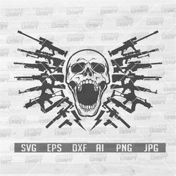 Gun and Skulls svg | Guns svg | Skull svg | Guns Clipart | Guns Cutfies | Skull Shirt svg | Military svg | Second Amendm