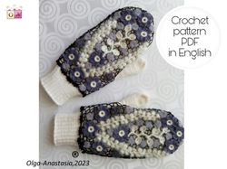 Finger mittens with Irish lace pattern , crochet  tutorial , crochet pattern , irish lace motifs pattern , crochet lace.