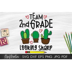 Team 2nd grade Looking Sharp SVG file for cutting machines - Cricut Silhouette Back to school SVG cut file Second grade