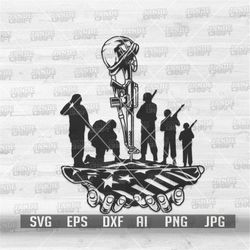 US Patriotic Army and Riffle svg | Military Cutfile | Soldier Dad Stencil | Veteran Shirt png | Support All Troops Clipa