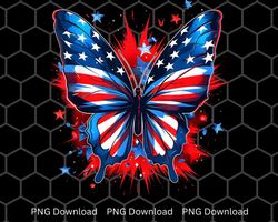 American Flag Butterfly Clipart, American Flag on Butterfly PNG, 4th of July, Independence day Shirt