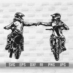 Motorcross Lovers Fist Bump svg | Riding in Tandem Cutfile | Couple Biker Clipart | Motorbike Dad dxf | Motorcycle Stenc