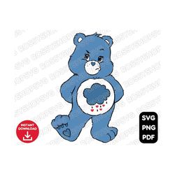 Grumpy Bear, Care bears SVG PNG PDF / T-shirt svg / Cutting file / Coffee mug svg / Sublimation / Cricut / Vector Svg