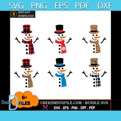 Christmas Snowman Bundle Svg, 6 Files Of Christmas Snowman Svg