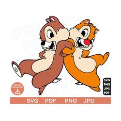 Vector Svg Chip and Dale Ears SVG, Chip 'N Dale Rescue Rangers Disneyland Ears Svg clipart SVG Cut file Cricut Silhouett