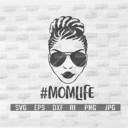 Afro Braided Mom svg | MomLife Clipart | Black Sexy Woman Stencil | Mama Shirt png | Mom Life Cut File | Messy Bun Hair