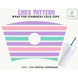 24oz Venti Cold Cup, Cold Cup Svg, Full Wrap Svg, Pastel Pattern Wrap Svg, Instant Download