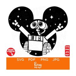 Wall E SVG , Disneyland Ears, Clipart, Eve, Mouse ,Svg, Cut File, Layered Color, Cut file Cricut, Silhouette, Digital, M