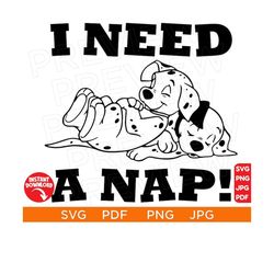 I Need A Nap! Dog101 Dalmatians SVG Ears dalmatian svg clipart dog cute, Disneyland ears svg clipart SVG, Cut file Silho