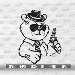 teddy the original gangster svg | og teddy bear clipart | mafia boss animal stencil | hipster teddy cut file | hooligan