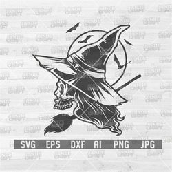 Witch Skull svg | Witchcraft Clipart | Witch Cut File | Halloween Shirt png | Black Magic Stencil | Full Moon Stencil |