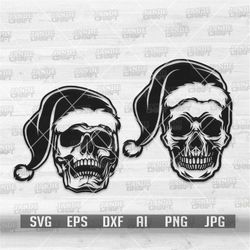 Christmas Skulls svg | Skull with Christmas Hats svg | Christmas Clipart | Merry Christmas svg | Christmas Cutfile | Chr