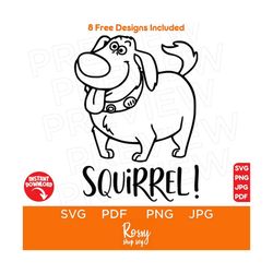 Squirrel! Svg, Dug Dog SVG SVG, Disneyland Ears SVG, files for cricut, instant download, Cricut, clip art and image file