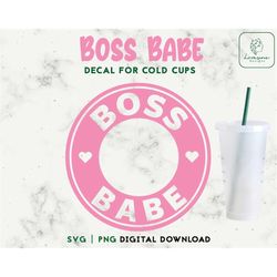 boss babe 24oz venti cold cup svg, woman power cold cup svg, personalized cup, decal cut file digital download