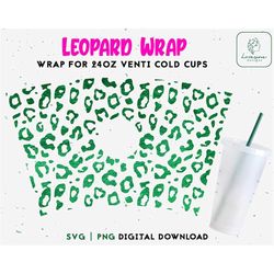leopard full wrap svg, animal print 24oz venti cold cup svg, cold cup svg, leopard wrap svg png cut file instant downloa