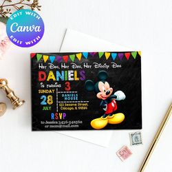 Mickey Mouse invitation, Mickey Mouse Birthday party invitation, Mickey Mouse Birthday invitation, Mickey Mouse Party