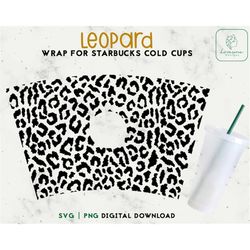 full wrap animal print for 24oz venti cold cup svg, cold cup svg, leopard wrap svg, full wrap svg, venti 24 oz instant d