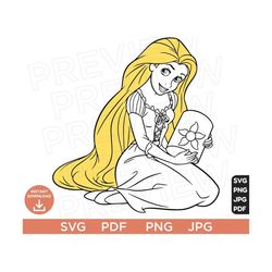 Rapunzel Princess Vector SVG, Tangled SVG, Disneyland Ears SVG, Vector in Svg Png Jpg Pdf format instant download, Cut f