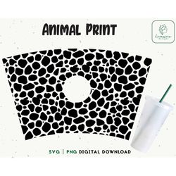 Cow Print Full Wrap, 24oz Venti Cold Cup Svg, Animal print Venti Cold Cup Full Wrap Svg, Cut File Instant Download