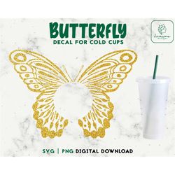butterfly 24oz venti cold cup svg, cold cup svg, butterfly for personalized 24oz venti cold cups, decal cut file