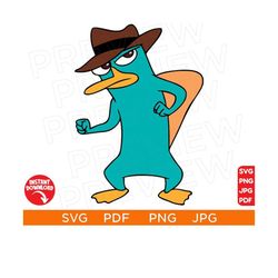 Perry the Platypus SVG, Phineas and Ferb SVG Disneyland Ears clipart SVG Disneyworld Svg Secret Agent Svg Cutting file C
