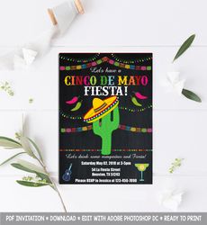 Fiesta Invitation, Cinco De Mayo Invitation, Fiesta Birthday Invitation, Fiesta Birthday Party Invitation, Fiesta