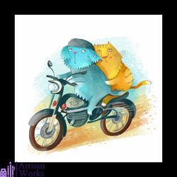 Two Cats ride motorbike svg, Pet Svg, Cat Svg, Cat lover Svg, Cute Cats Svg