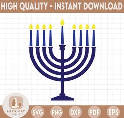 Menorah Candle SVG, menorah silhouette svg, menorah cut file, Hanukkah svg, Digital Download, menorah dxf, pdf, png, eps