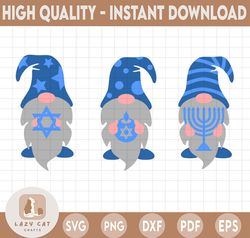 Hanukkah Gnomes SVG | Chanukah | Cute Gnome With Menorah Dreidel Gift | Cricut Silhouette | Printable Clipart Vector