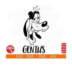 Genius Goofy Vector Svg, Goofy Ears SVG Mouse png, Disneyland ears svg clipart SVG, cut file layered by color, Silhouett