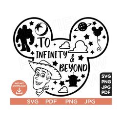 To Infinity And Beyond Svg, Woody Toy Story svg Ears svg png clipart, cricut design Svg Pdf Jpg Png, Cut file Cricut, Si