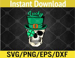 Skull With Green Leprechaol Hat And Shamrock Svg, Eps, Png, Dxf, Digital Download