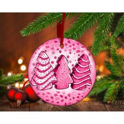 Pink Christmas Cakes Christmas Ornament Png Design, Christmas Cake Tree Png, Pink Christmas Png, Christmas Ornament Png,